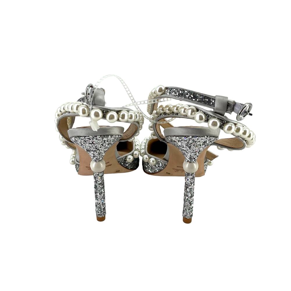 Nicola Bathie x Antonio Melani Glitter Pearls Ankle Strap Heels Size 9 Wedding - Picture 6 of 10